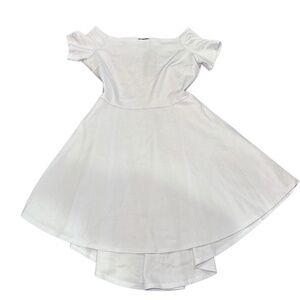 Sarin Mathews Women Off Shoulder Short Sleeve High Low Dress White LARGE